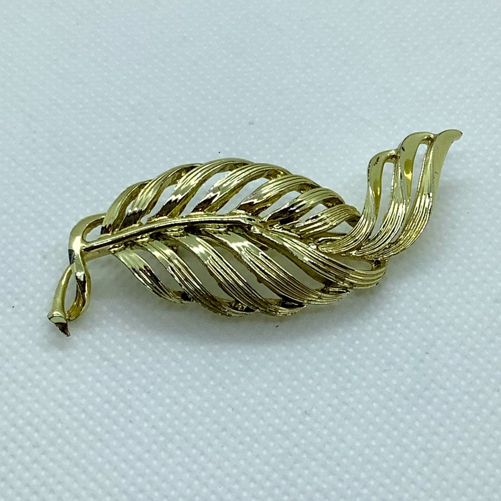 Signed Coro Leaf / Feather Brooch
